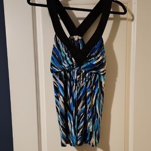 Moa Moa Black & Blue Abstract Halter Top